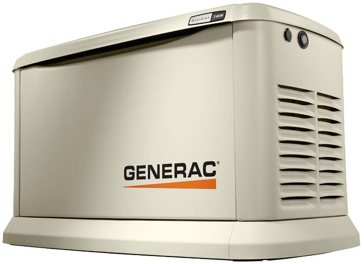 A white generac brand generator